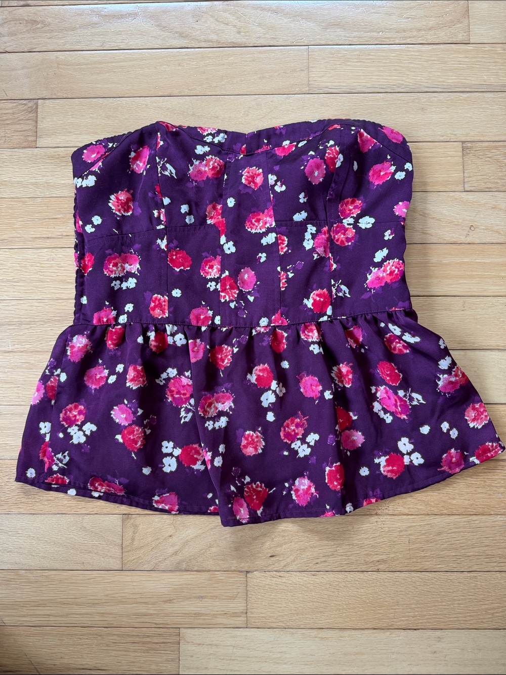 American Eagle outfitters floral peplum strapless top - purple M